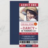 Billet de basket-ball Invitations d'anniversaire (Devant / Derrière)