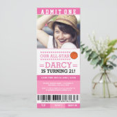 Billet de basket-ball rose Invitations d'anniversa (Debout devant)