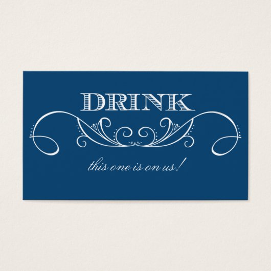 Billet de boisson Mariage moderne Blue Swirl (Devant)