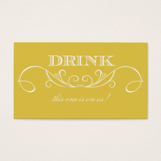Billet de boisson Mariage moderne Yellow Swirl (Devant)
