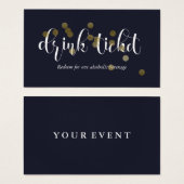 Billet de boisson Midnight Blue & Gold Confetti (Devant & derrière)