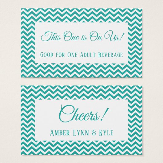 Billet de boisson turquoise avec motif chevron bla (Devant & derrière)