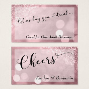 Billet de Boisson Typographie Bokeh Rose Gold 3