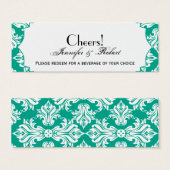 Billet de boisson White Emerald Green Mariage dama (Devant & derrière)