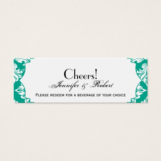 Billet de boisson White Emerald Green Mariage dama (Devant)
