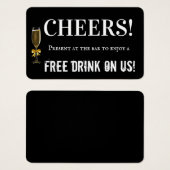 Billet de bon de boisson de bar Mariage Black Chee (Devant & derrière)