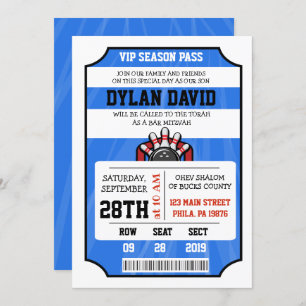 BILLET DE BOWLING Bar Bat mitzvah Invitation
