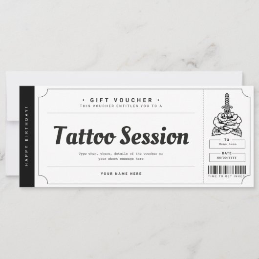 Billet de carte cadeau de tatouage Certificat (Devant)