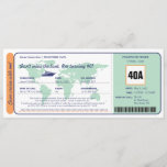 Billet de carte d'embarquement d'anniversaire de<br><div class="desc">Carte du monde avec le billet de carte d'embarquement de bateau de croisière pour votre invitation d'anniversaire. Comporter une carte du monde à l'arrière-plan. Les couleurs sont dans orange, bleu et vert clair. Si vous avez n'importe quels changements requis cet email paula@labellarue.com de conception ou de disposition (couleurs etc.) juste...</div>