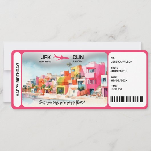Billet de carte d'embarquement surprise Mexique (Devant)