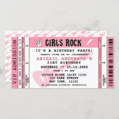 BILLET DE CONCERT POUR LES FILLES ROCK INVITATION  (Devant / Derrière)