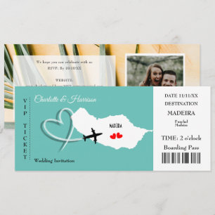 Billet de destination de mariage à Madère Carte d'