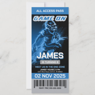 Billet de football bleu et argent Invitation