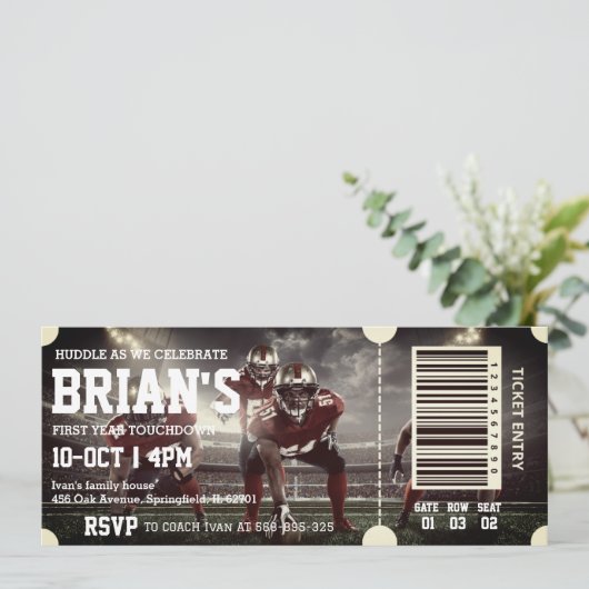billet de football invitation (Debout devant)