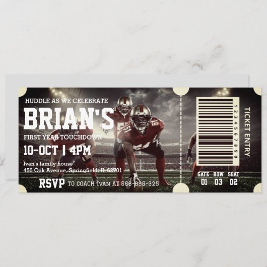 billet de football invitation (Devant / Derrière)