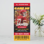 Billet de football Invitation d'anniversaire, numé (Debout devant)