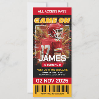 Billet de football Invitation d'anniversaire, numé