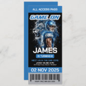 Billet de football Invitation d'anniversaire, numé (Devant / Derrière)