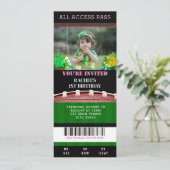 Billet de football rose Anniversaire Invitation (Debout devant)