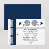 Billet de football RSVP Navy Blue Grey Bar Mitzvah (Devant / Derrière)