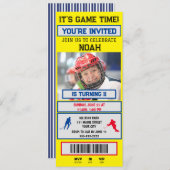 Billet de hockey Anniversaire Fête Invitation (Devant / Derrière)