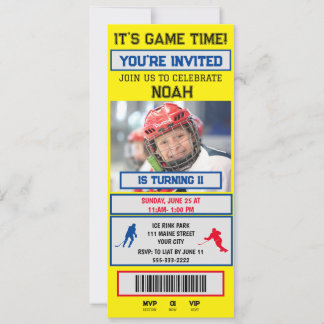 Billet de hockey Anniversaire Fête Invitation