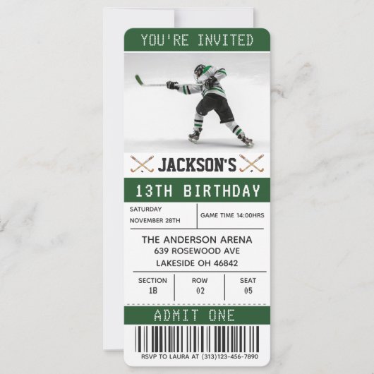 Billet de hockey Anniversaire Invitation Modèle (Devant)