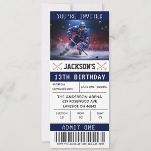 Billet de hockey Anniversaire Invitation Modèle