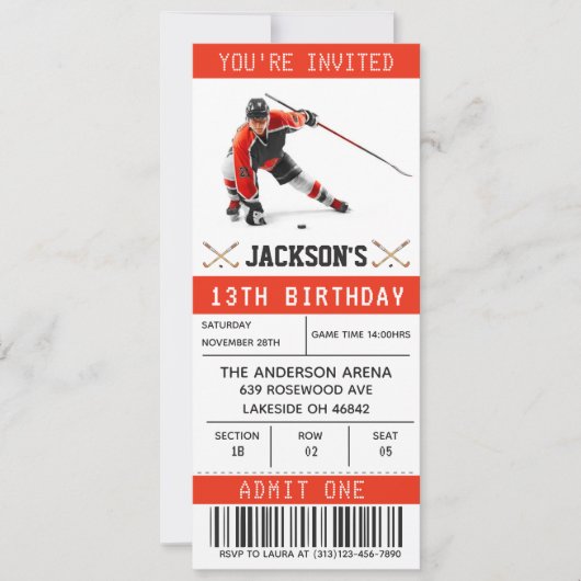 Billet de hockey Anniversaire Invitation Modèle (Devant)