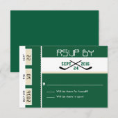 Billet de hockey Vert Forêt Réponse de Mariage (Devant / Derrière)