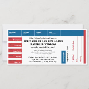 Billet de jeu de baseball Mariage Invitation