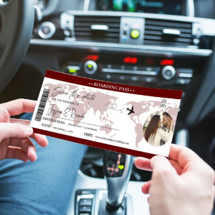 Billet de mariage carte d'embarquement Bourgogne 