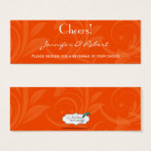 Billet de Mariage graphique Rose orange (Devant & derrière)
