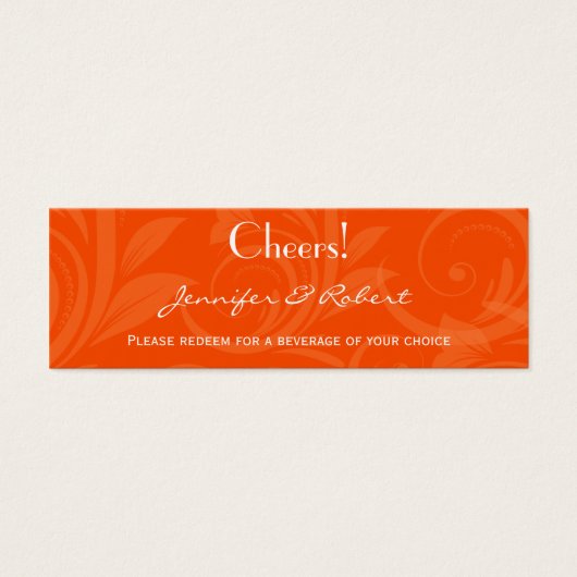 Billet de Mariage graphique Rose orange (Devant)