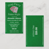 Billet de partie de mâle de cartes de jeu de nuit (Devant / Derrière)