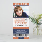 Billet de soccer orange et marine Invitations d'an (Debout devant)