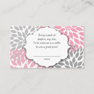 Billet de tombola de dahlia ou carte rose et gris