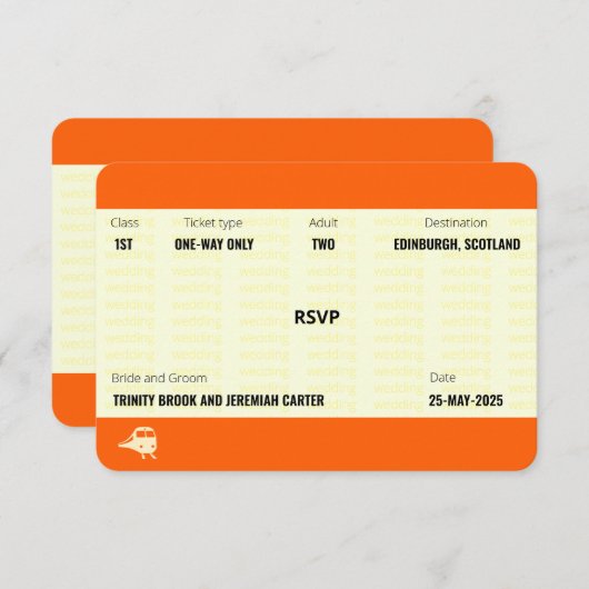 Billet de train inspiré | RSVP pour mariage (Devant / Derrière)
