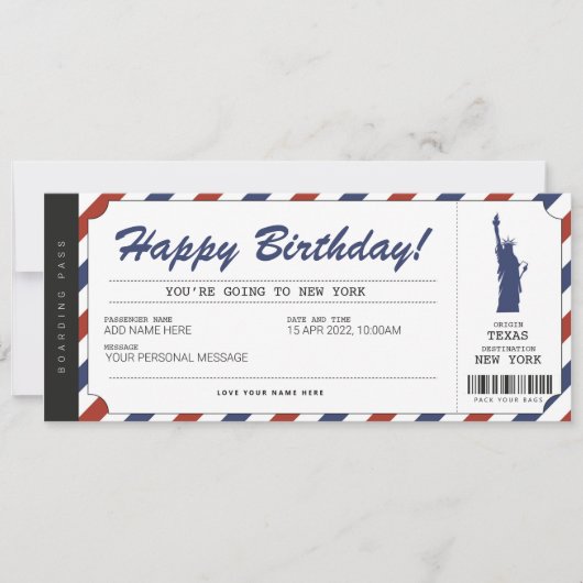 Billet de voyage de surprise de carte d'embarqueme (Devant)