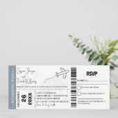 Billet d'embarquement Dusty blue Faire-part de mar (Debout devant)