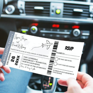 Billet d'embarquement Dusty blue Faire-part de mar