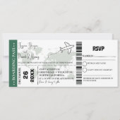 Billet d'embarquement Green Faire-part de mariage (Devant)