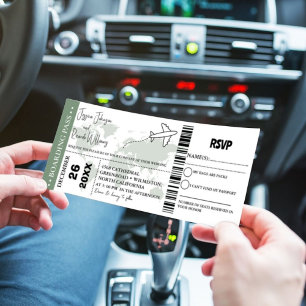 Billet d'embarquement Sage Green Faire-part de mar