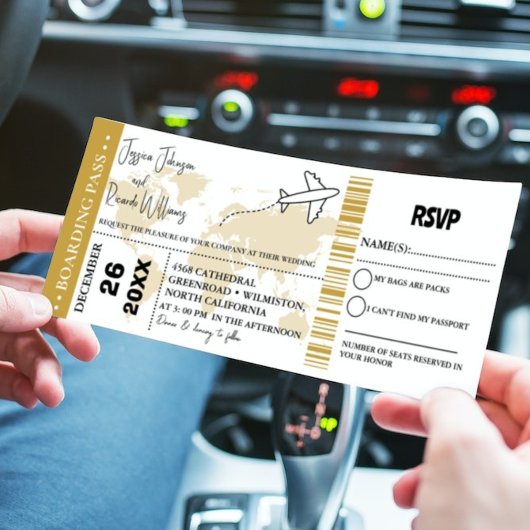 Billet d'entrée Gold Faire-part de mariage Boardin