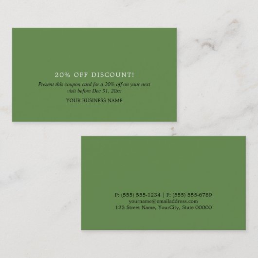 Billet Design simple, réduction (Devant / Derrière)