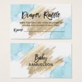 Billet DIAPER RAFFLE Aquarelle Baby shower bleu (Devant & derrière)