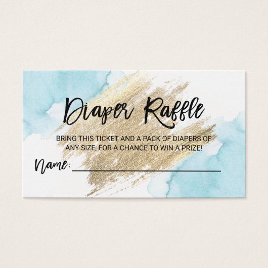 Billet DIAPER RAFFLE Aquarelle Baby shower bleu (Devant)
