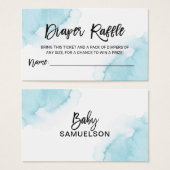 Billet DIAPER RAFFLE Aquarelle Baby shower bleu (Devant & derrière)