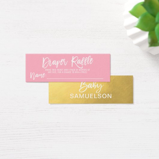 Billet DIAPER RAFFLE Baby shower or rose FAUX (Bureau)