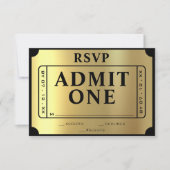 Billet d'or Noir & Or Mariage RSVP (Devant)